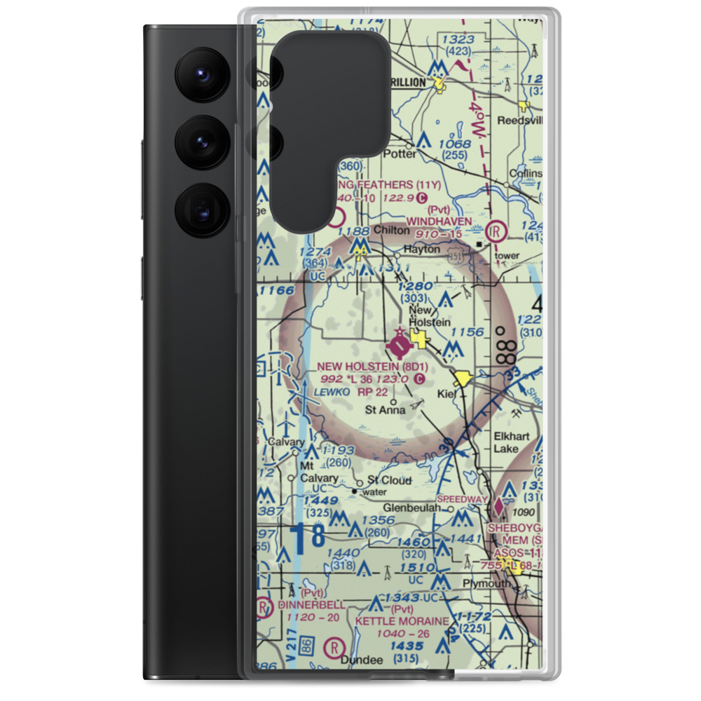 New Holstein Municipal Airport (8D1) VFR Sectional Samsung Case Samsung Galaxy S22 Ultra model shown