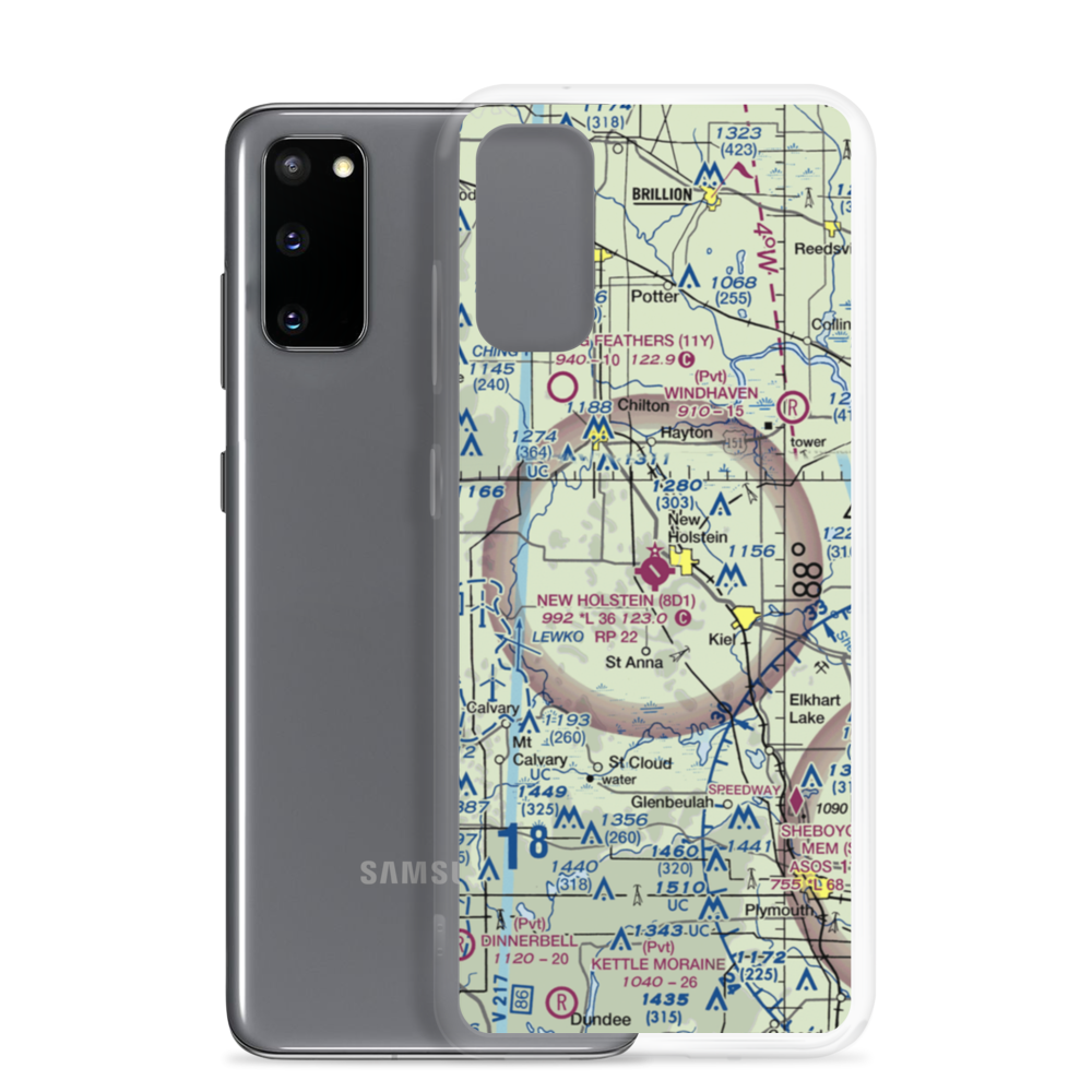 New Holstein Municipal Airport (8D1) VFR Sectional Samsung Case Samsung Galaxy S20 model shown