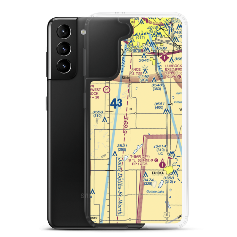 New Home Airport (TX01) VFR Sectional Samsung Case Samsung Galaxy S21 Plus model shown