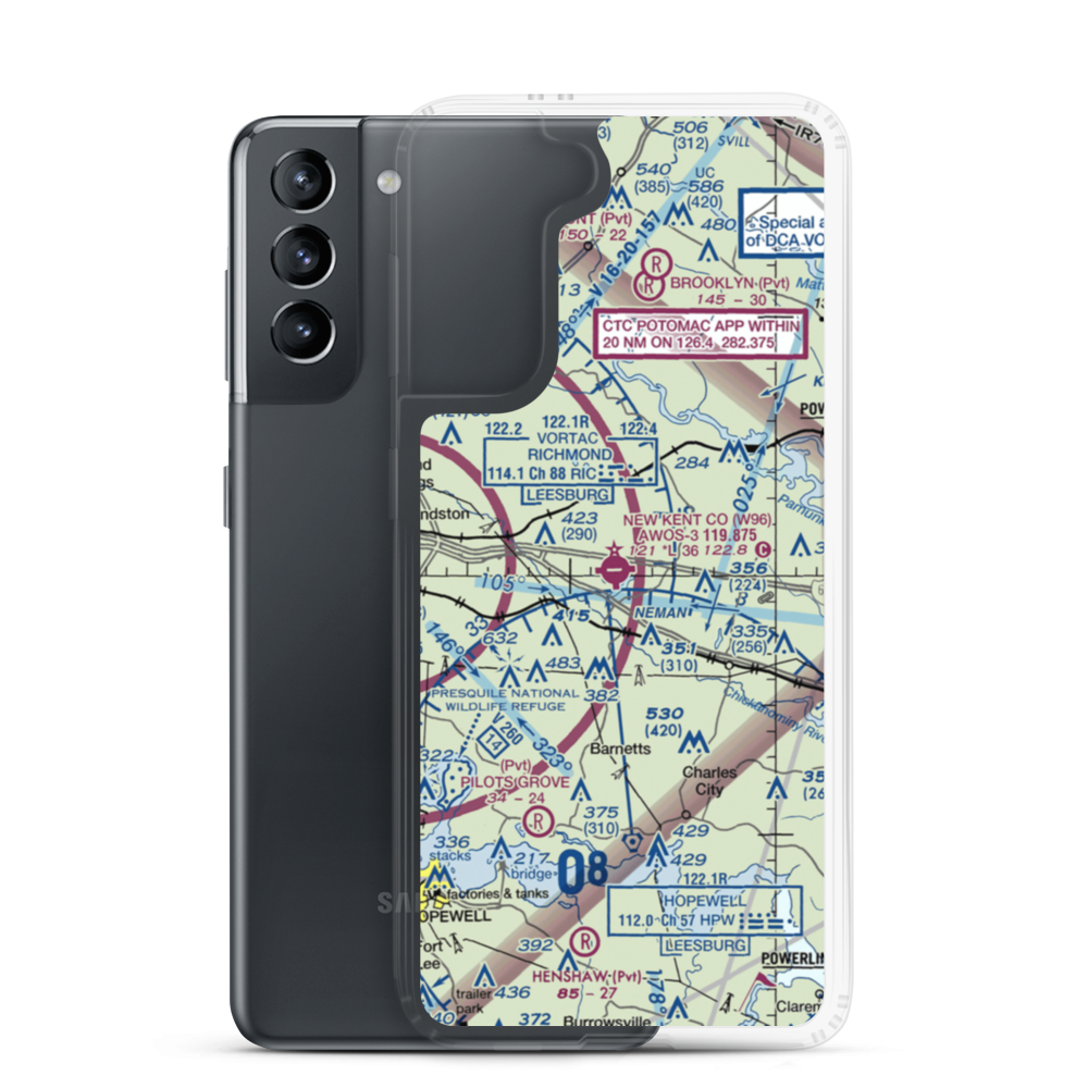 New Kent County Airport (W96) VFR Sectional Samsung Case Samsung Galaxy S21 model shown