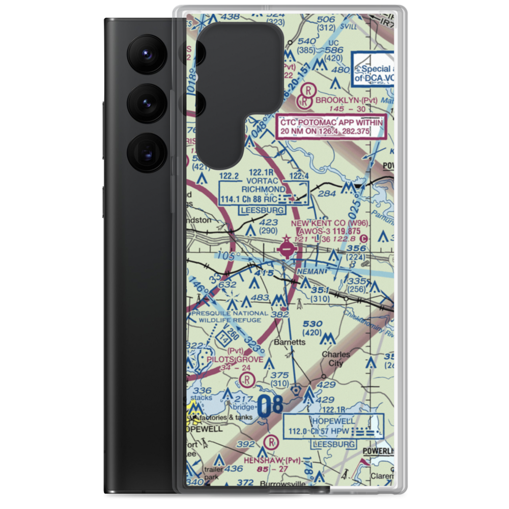 New Kent County Airport (W96) VFR Sectional Samsung Case Samsung Galaxy S22 Ultra model shown