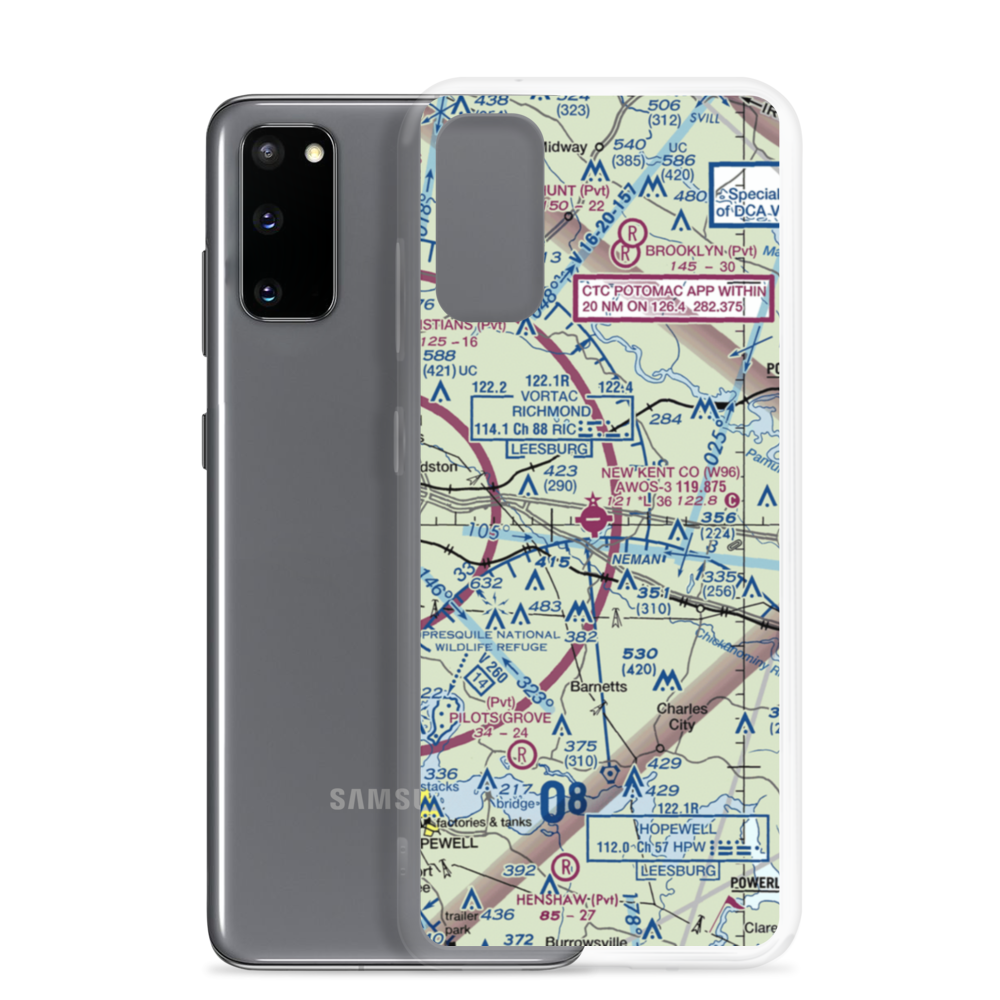 New Kent County Airport (W96) VFR Sectional Samsung Case Samsung Galaxy S20 model shown