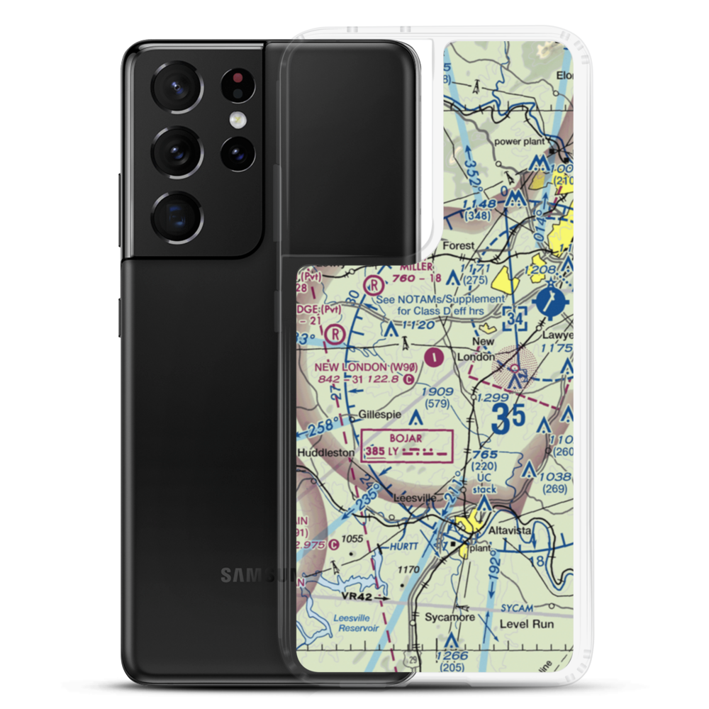 New London Airport (W90) VFR Sectional Samsung Case Samsung Galaxy S21 Ultra model shown