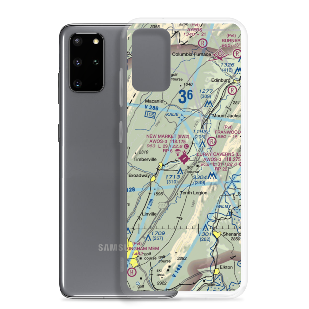 New Market Airport (8W2) VFR Sectional Samsung Case Samsung Galaxy S20 Plus model shown