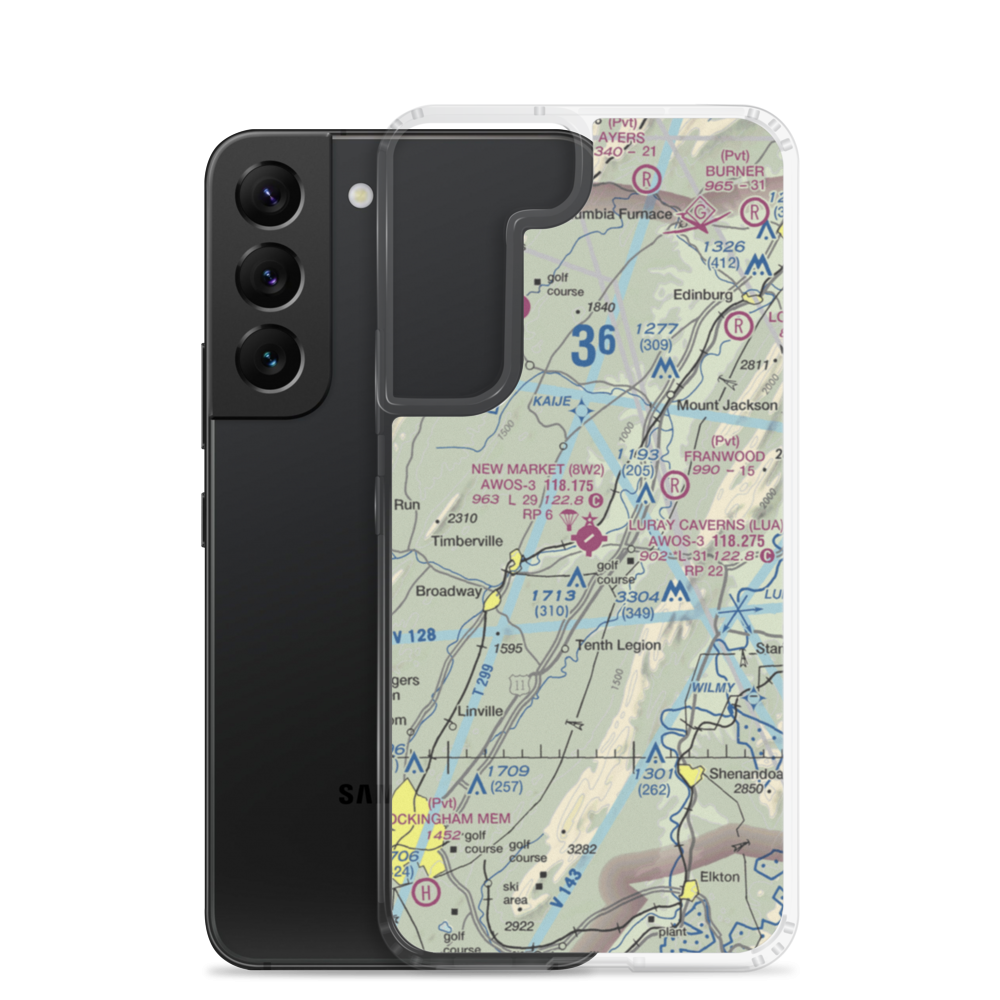 New Market Airport (8W2) VFR Sectional Samsung Case Samsung Galaxy S22 model shown