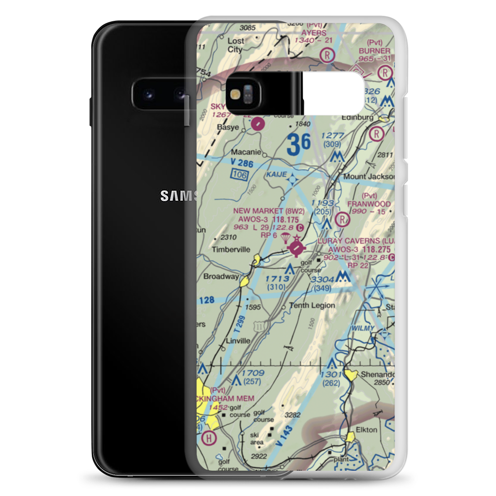 New Market Airport (8W2) VFR Sectional Samsung Case Samsung Galaxy S10+ model shown