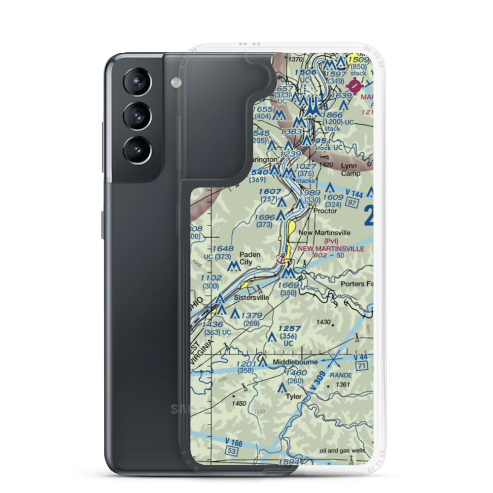 New Martinsville Seaplane Base (WV37) VFR Sectional Samsung Case Samsung Galaxy S21 model shown