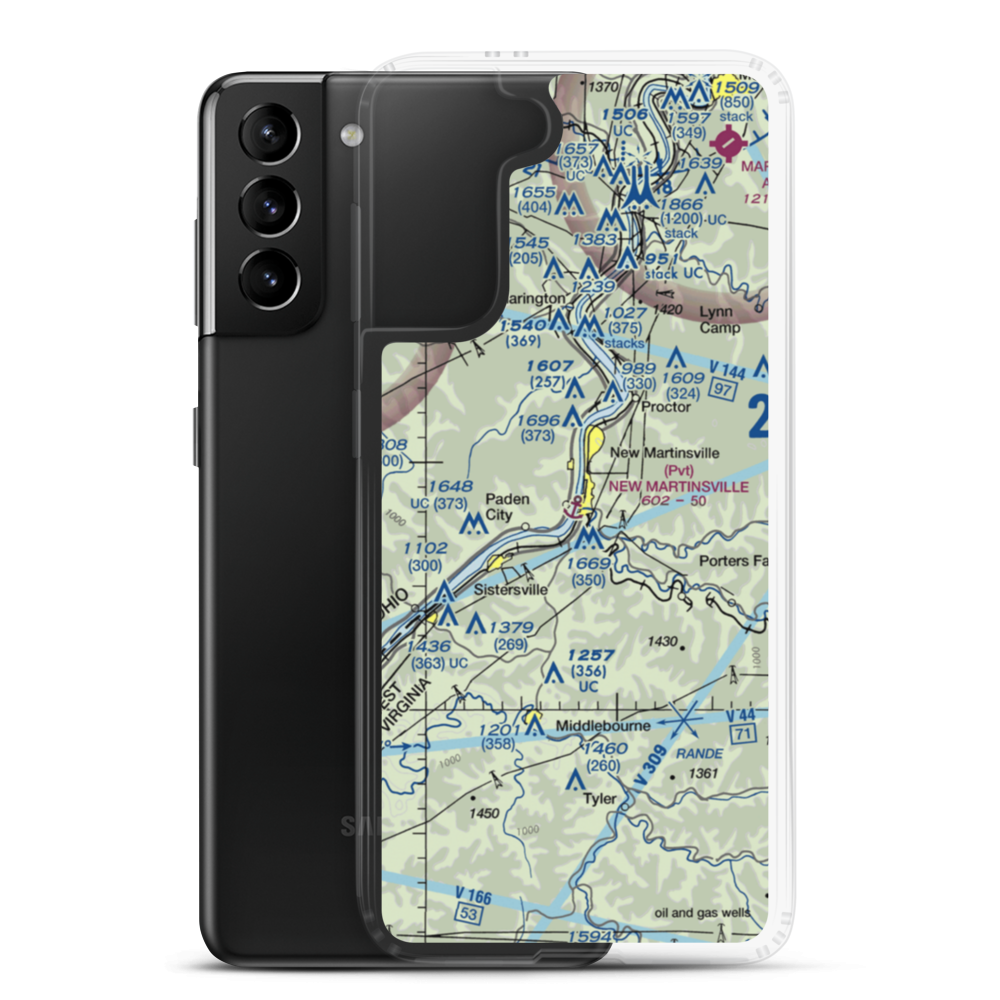 New Martinsville Seaplane Base (WV37) VFR Sectional Samsung Case Samsung Galaxy S21 Plus model shown