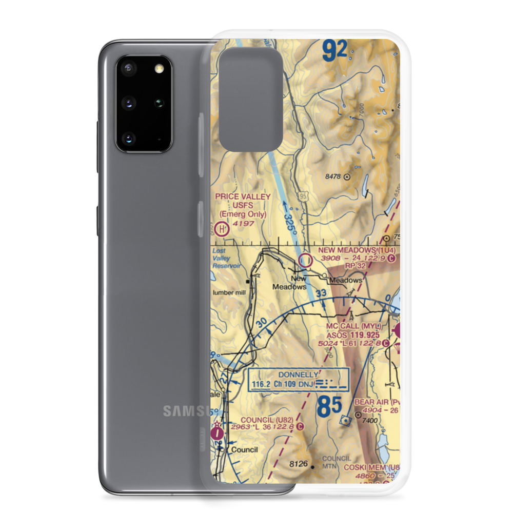 New Meadows Airport (1U4) VFR Sectional Samsung Case Samsung Galaxy S20 Plus model shown