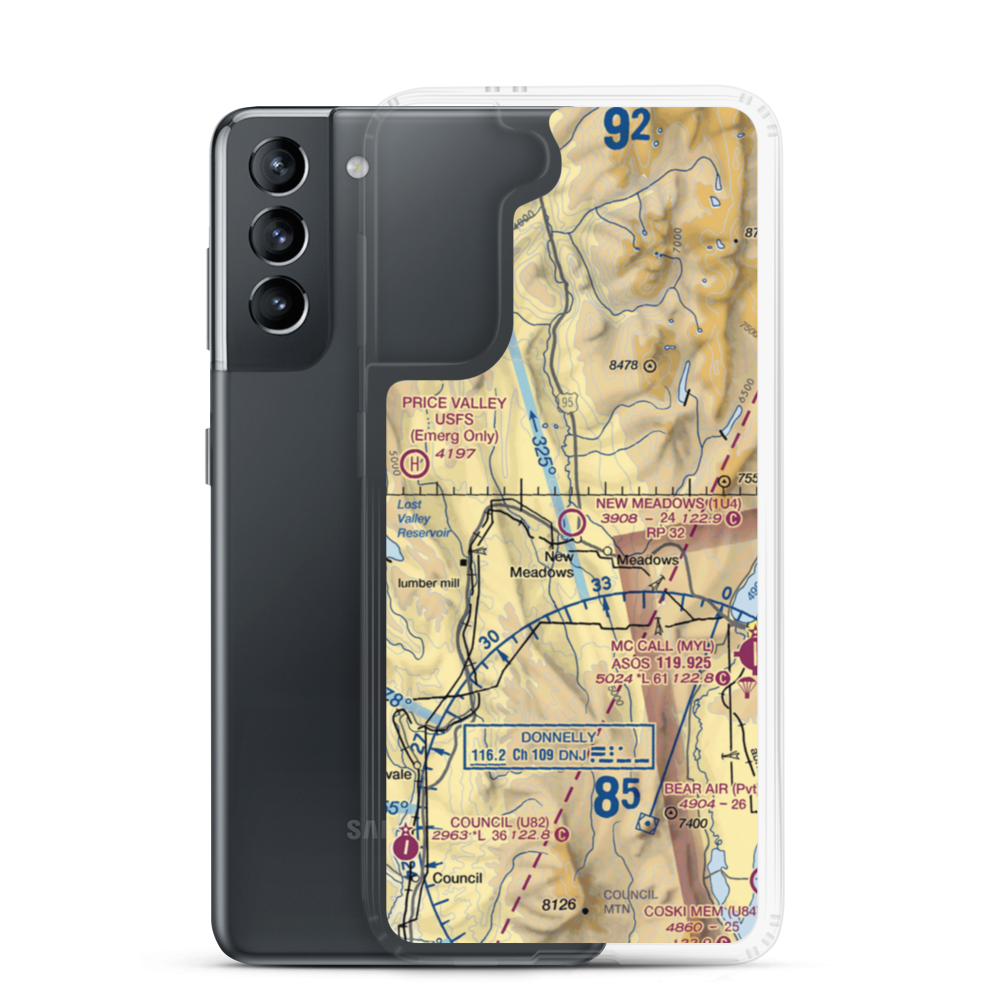 New Meadows Airport (1U4) VFR Sectional Samsung Case Samsung Galaxy S21 model shown