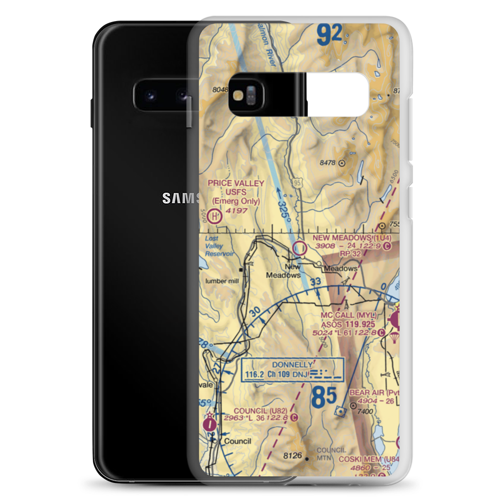 New Meadows Airport (1U4) VFR Sectional Samsung Case Samsung Galaxy S10+ model shown