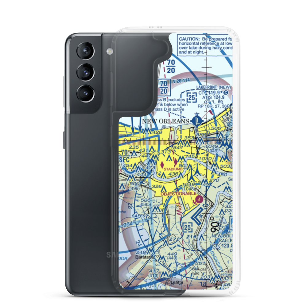 New Orleans Downtown Heliport (7N0) VFR Sectional Samsung Case Samsung Galaxy S21 model shown
