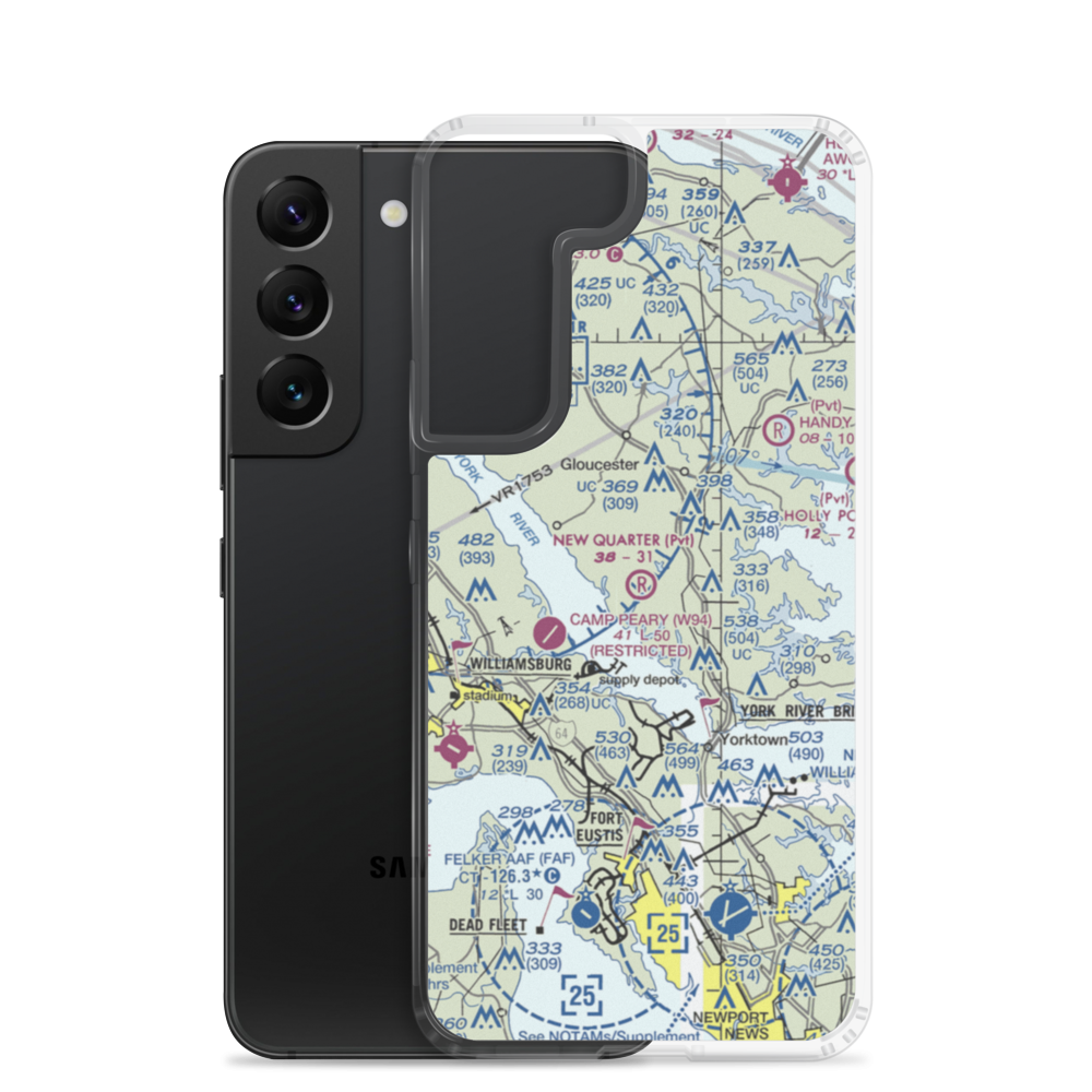 New Quarter Farm Airport (92VA) VFR Sectional Samsung Case Samsung Galaxy S22 model shown