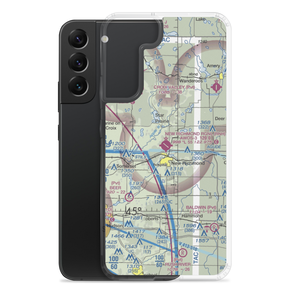 New Richmond Regional Airport (RNH) VFR Sectional Samsung Case Samsung Galaxy S22 Plus model shown