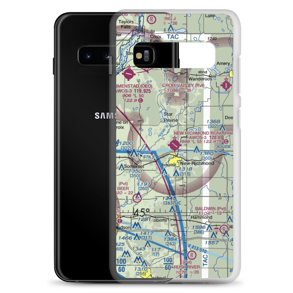 New Richmond Regional Airport (RNH) VFR Sectional Samsung Case Samsung Galaxy S10+ model shown