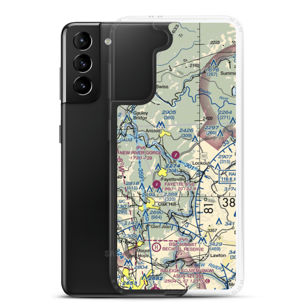 New River Gorge Airport (WV32) VFR Sectional Samsung Case Samsung Galaxy S21 Plus model shown