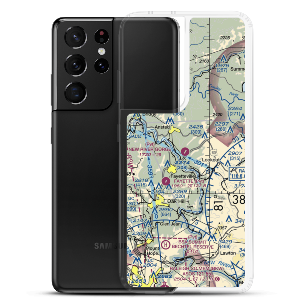 New River Gorge Airport (WV32) VFR Sectional Samsung Case Samsung Galaxy S21 Ultra model shown