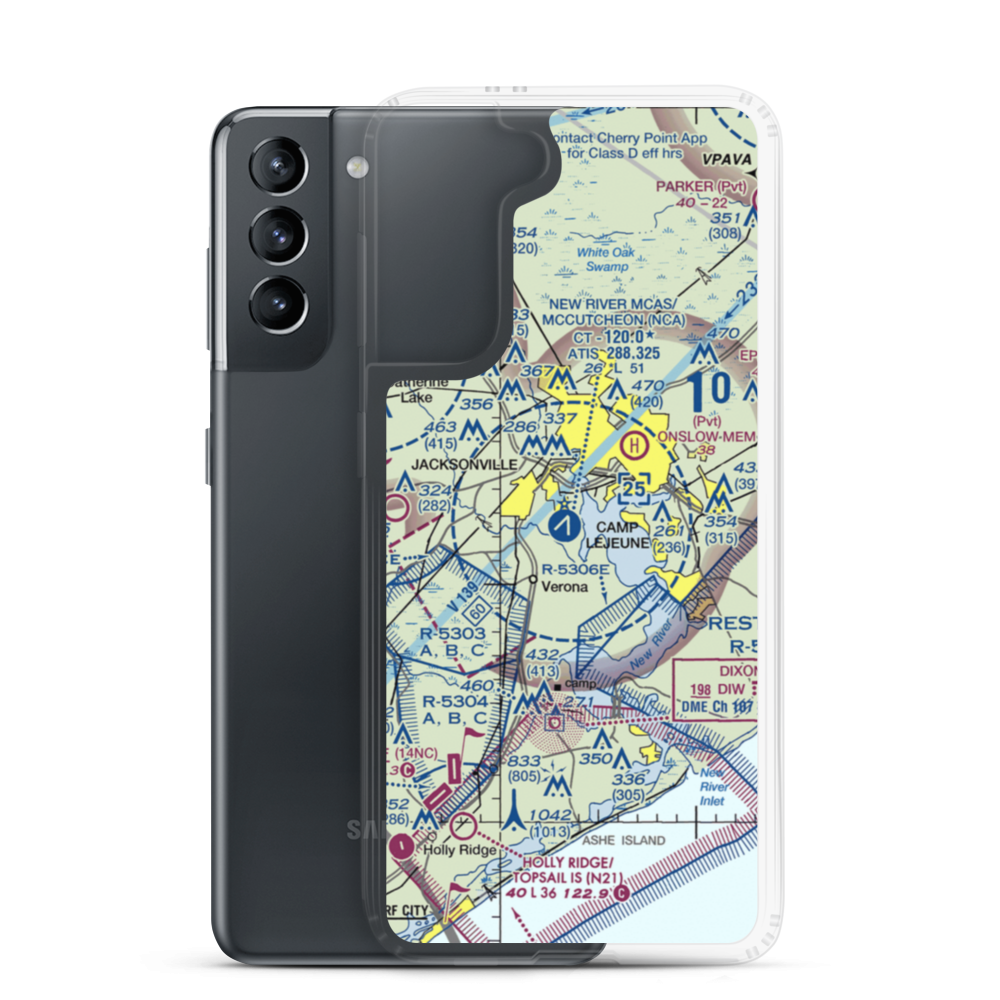 New River MCAS /H/ /Mccutcheon Fld/ Airport (NCA) VFR Sectional Samsung Case Samsung Galaxy S21 model shown