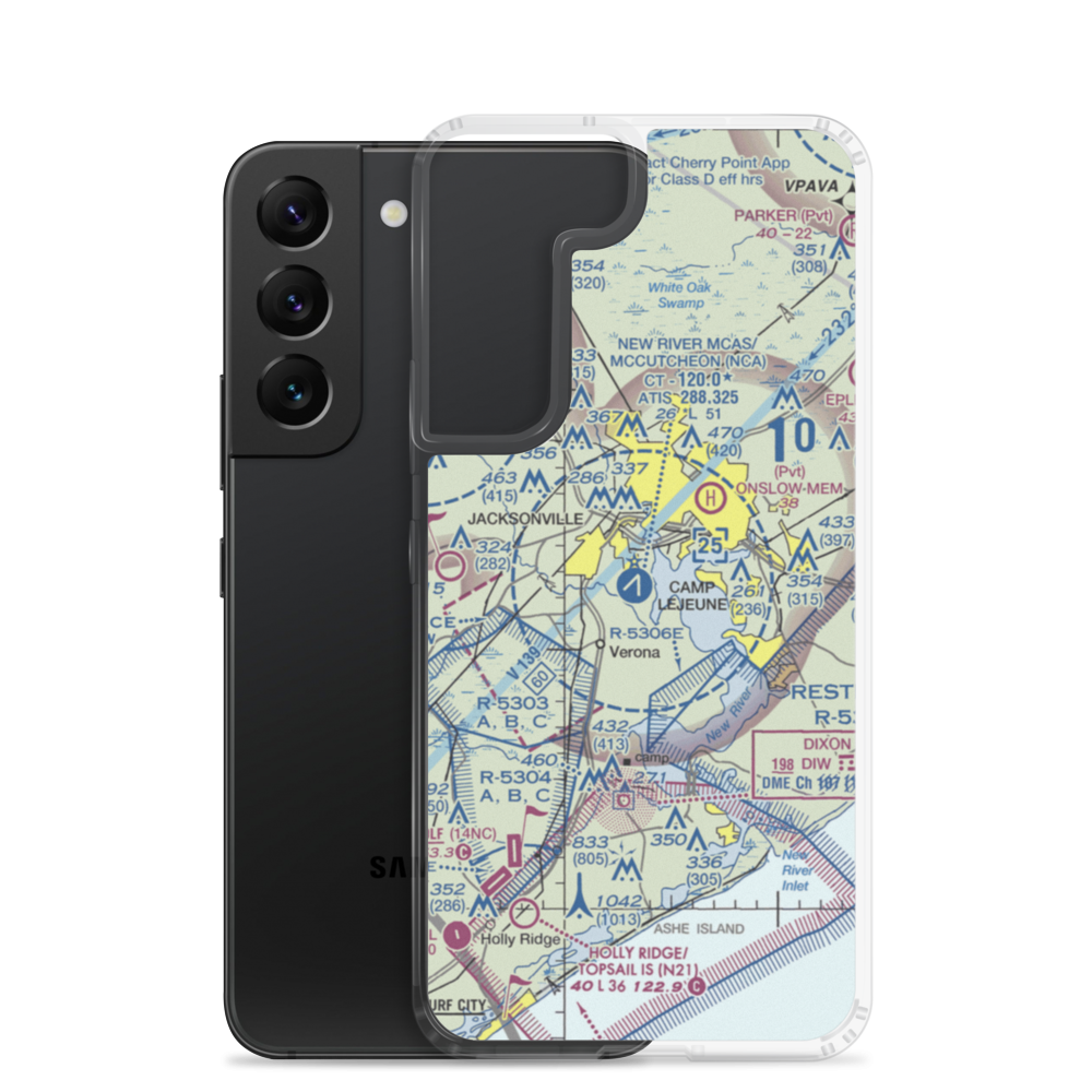 New River MCAS /H/ /Mccutcheon Fld/ Airport (NCA) VFR Sectional Samsung Case Samsung Galaxy S22 model shown