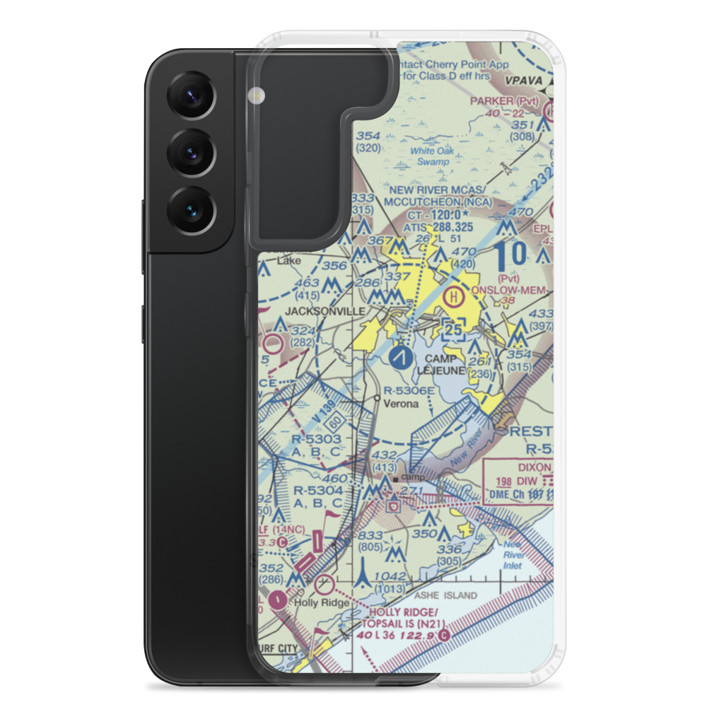 New River MCAS /H/ /Mccutcheon Fld/ Airport (NCA) VFR Sectional Samsung Case Samsung Galaxy S22 Plus model shown
