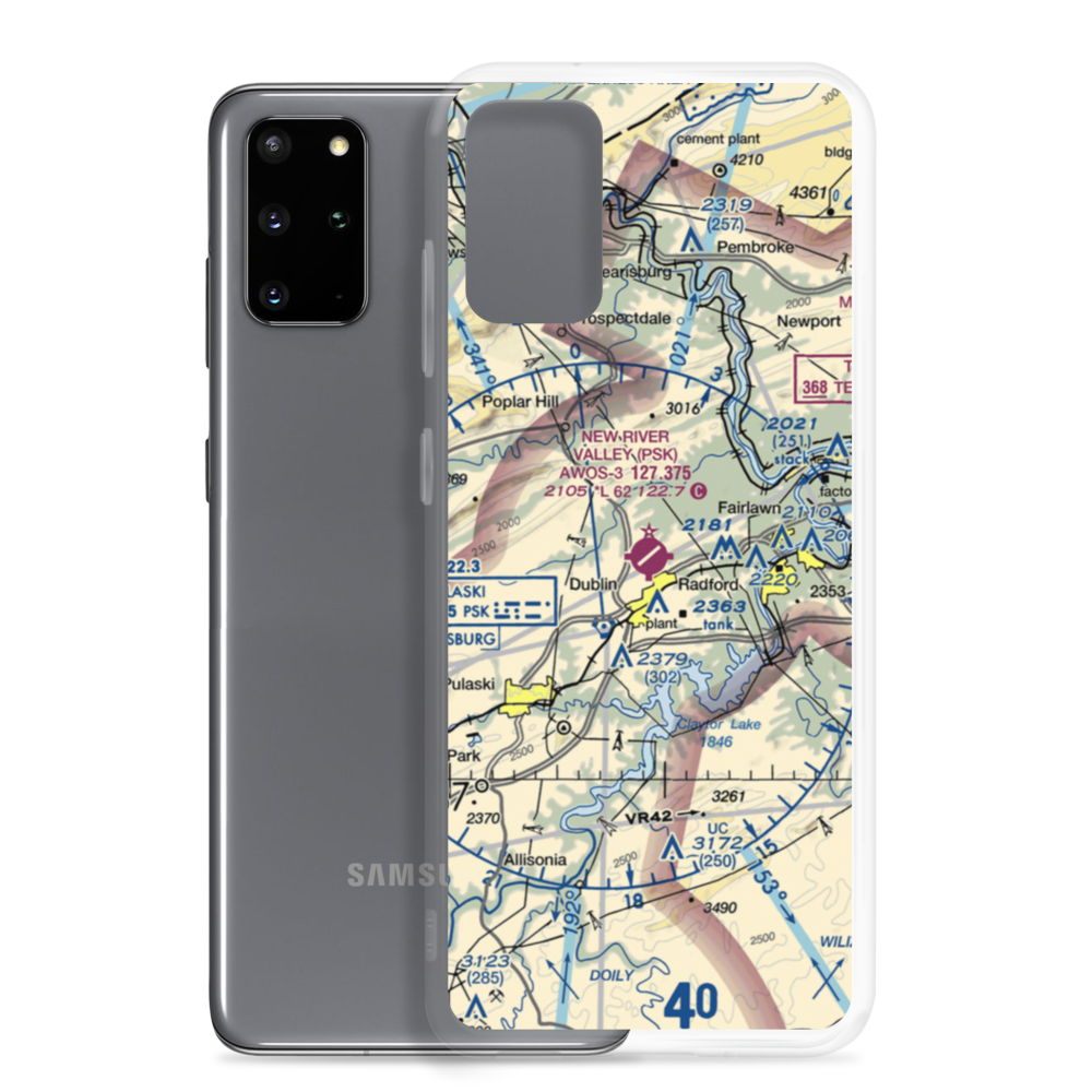 New River Valley Airport (PSK) VFR Sectional Samsung Case Samsung Galaxy S20 Plus model shown