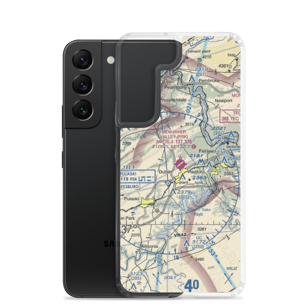 New River Valley Airport (PSK) VFR Sectional Samsung Case Samsung Galaxy S22 model shown