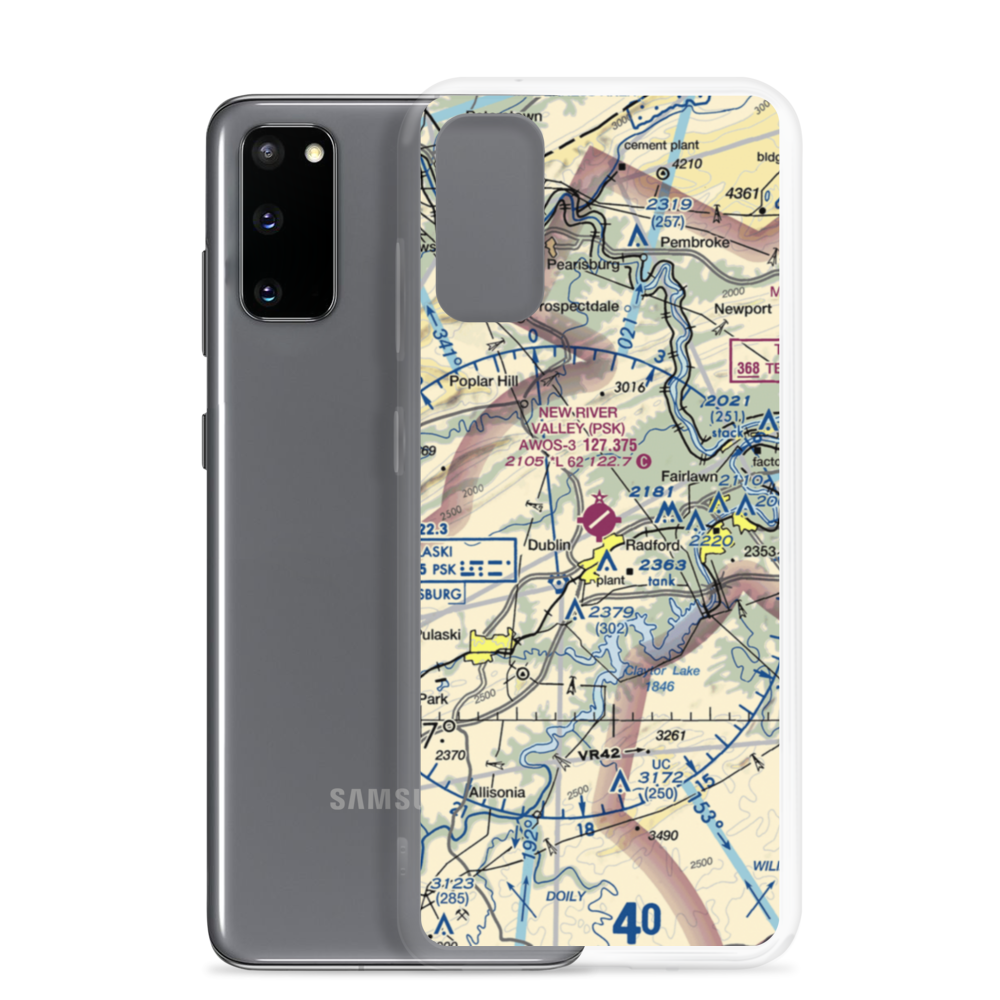 New River Valley Airport (PSK) VFR Sectional Samsung Case Samsung Galaxy S20 model shown