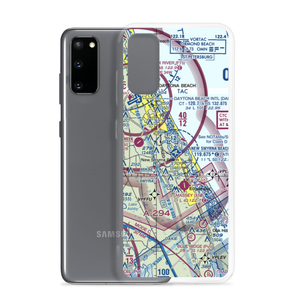 New Smyrna Beach Municipal Airport (EVB) VFR Sectional Samsung Case Samsung Galaxy S20 model shown