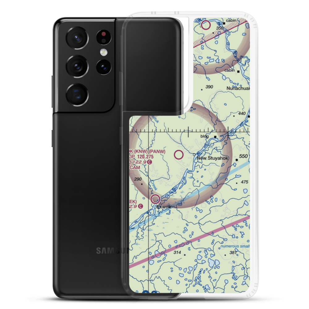 New Stuyahok Airport (KNW) VFR Sectional Samsung Case Samsung Galaxy S21 Ultra model shown