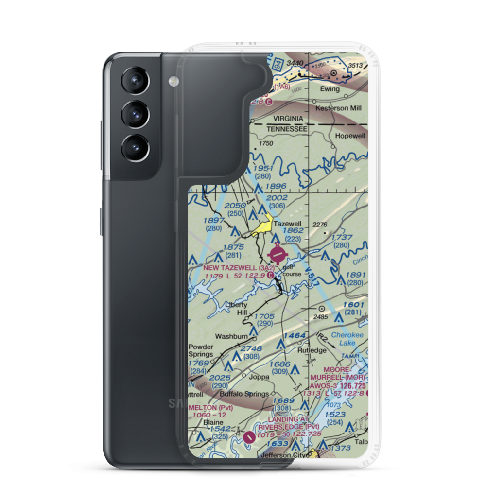 New Tazewell Municipal Airport (3A2) VFR Sectional Samsung Case Samsung Galaxy S21 model shown