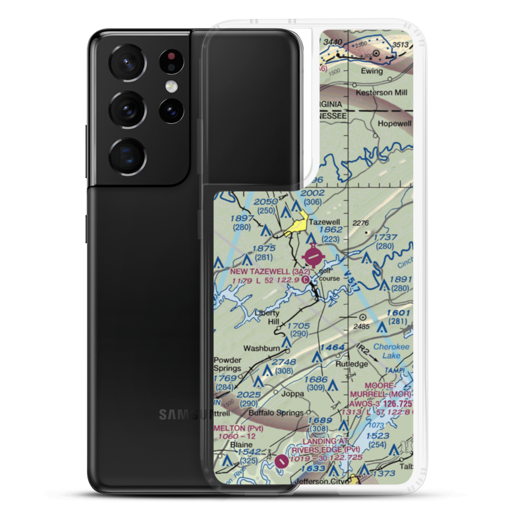 New Tazewell Municipal Airport (3A2) VFR Sectional Samsung Case Samsung Galaxy S21 Ultra model shown