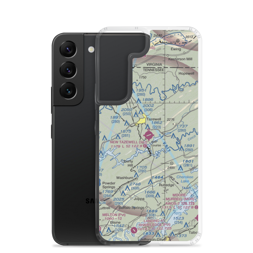 New Tazewell Municipal Airport (3A2) VFR Sectional Samsung Case Samsung Galaxy S22 model shown