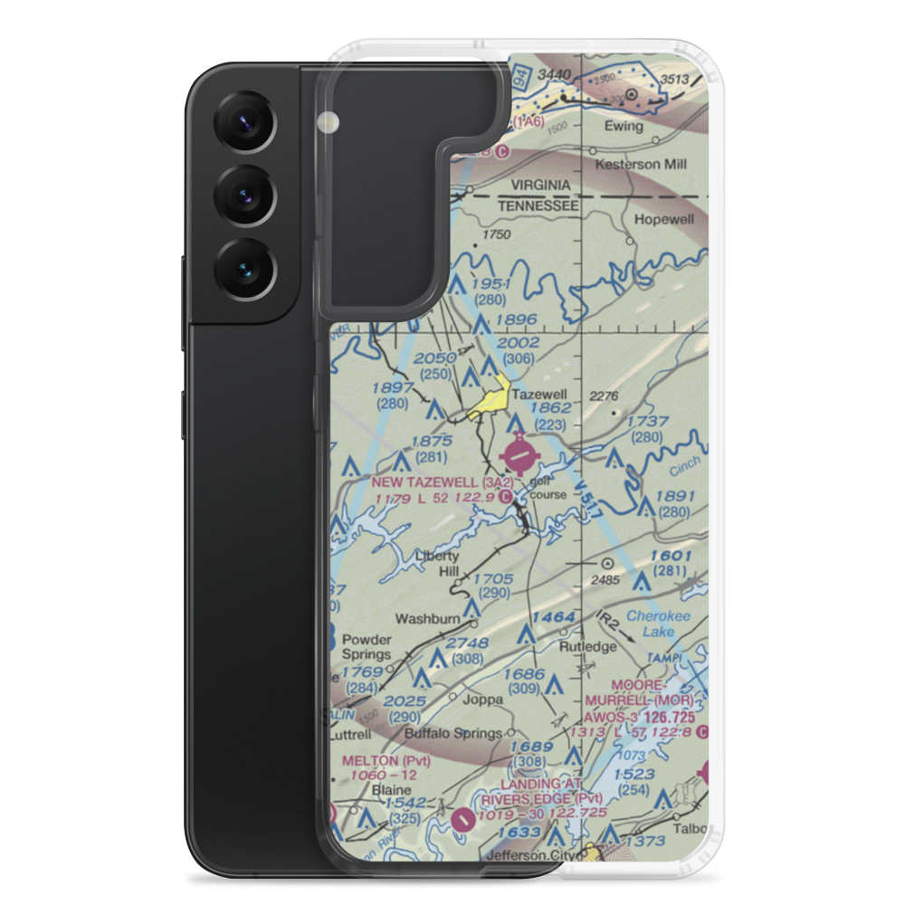 New Tazewell Municipal Airport (3A2) VFR Sectional Samsung Case Samsung Galaxy S22 Plus model shown