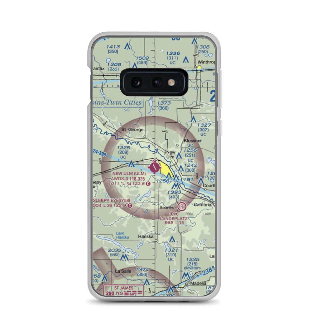 New Ulm Municipal Airport (ULM) VFR Sectional Samsung Case Samsung Galaxy S10e model shown