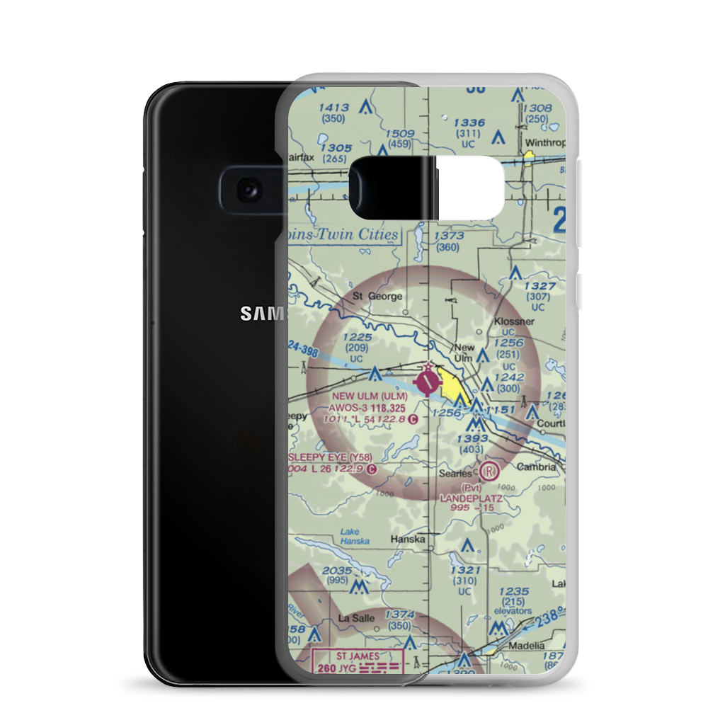 New Ulm Municipal Airport (ULM) VFR Sectional Samsung Case Samsung Galaxy S10e model shown