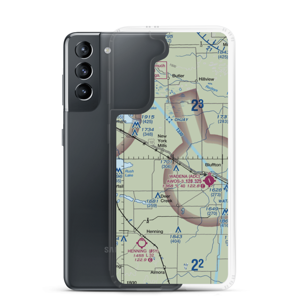 New York Mills Municipal Airport (25Y) VFR Sectional Samsung Case Samsung Galaxy S21 model shown