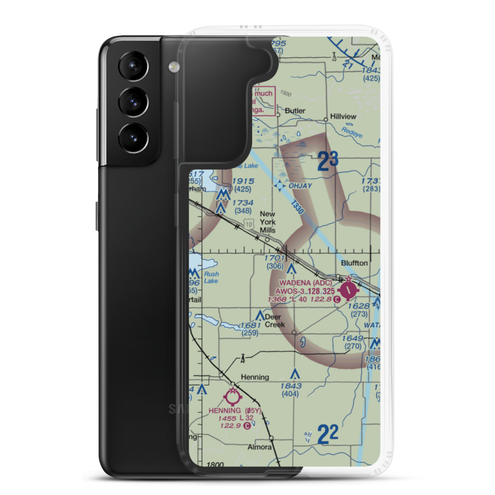 New York Mills Municipal Airport (25Y) VFR Sectional Samsung Case Samsung Galaxy S21 Plus model shown