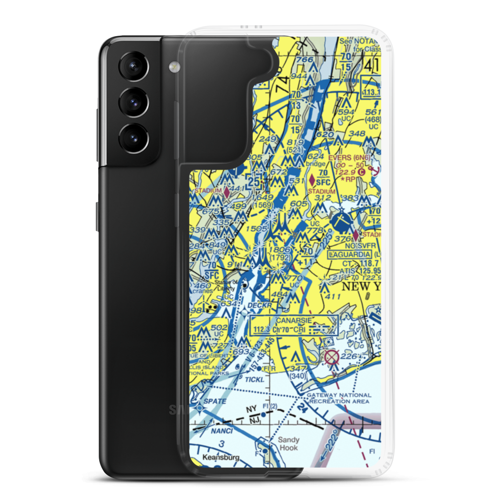 New York Skyports Inc Seaplane Base (6N7) VFR Sectional Samsung Case Samsung Galaxy S21 Plus model shown