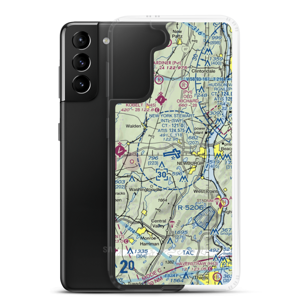 New York Stewart International Airport (SWF) VFR Sectional Samsung Case Samsung Galaxy S21 Plus model shown