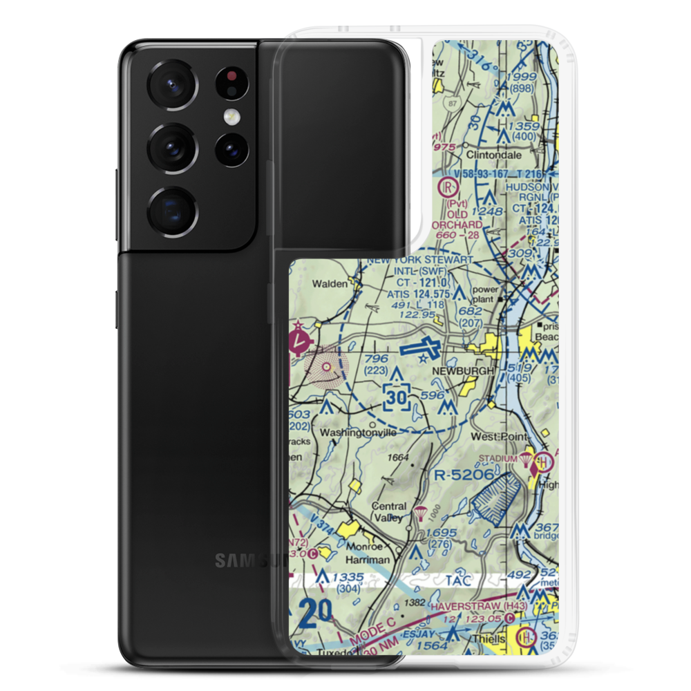 New York Stewart International Airport (SWF) VFR Sectional Samsung Case Samsung Galaxy S21 Ultra model shown