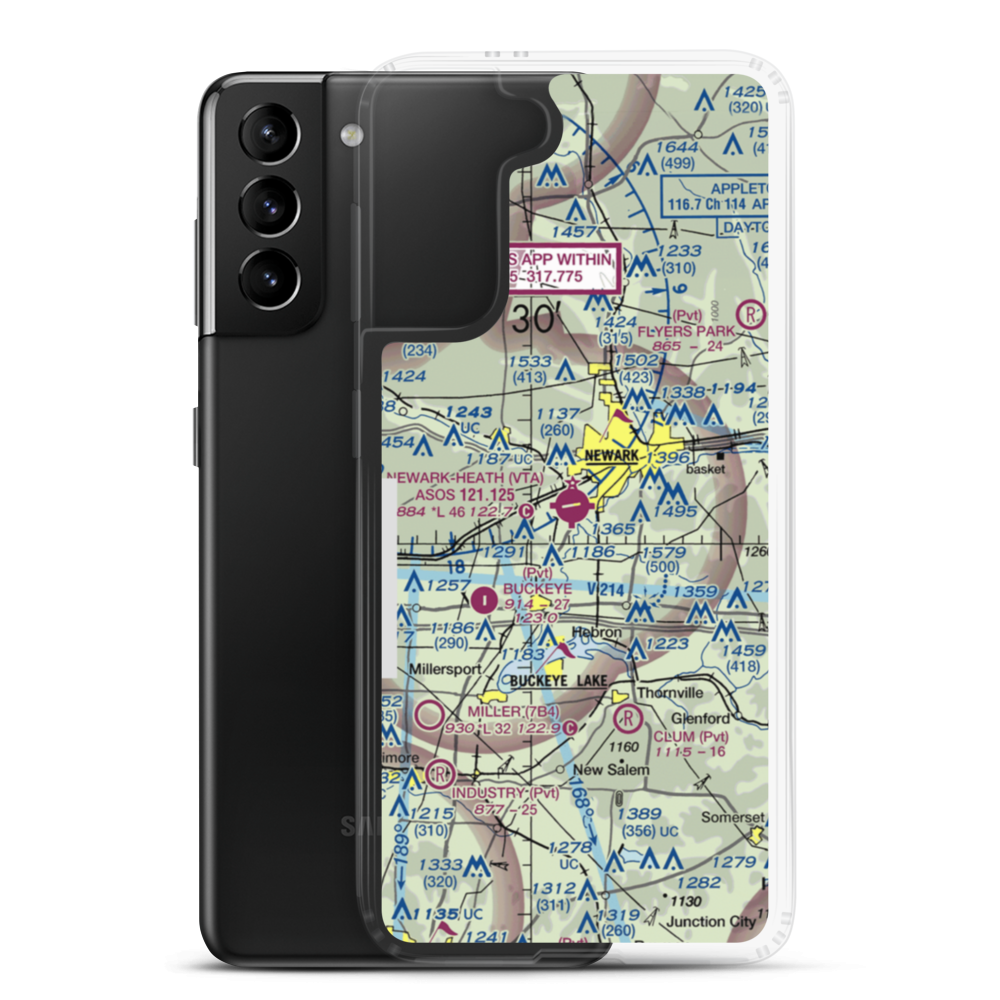Newark Heath Airport (VTA) VFR Sectional Samsung Case Samsung Galaxy S21 Plus model shown