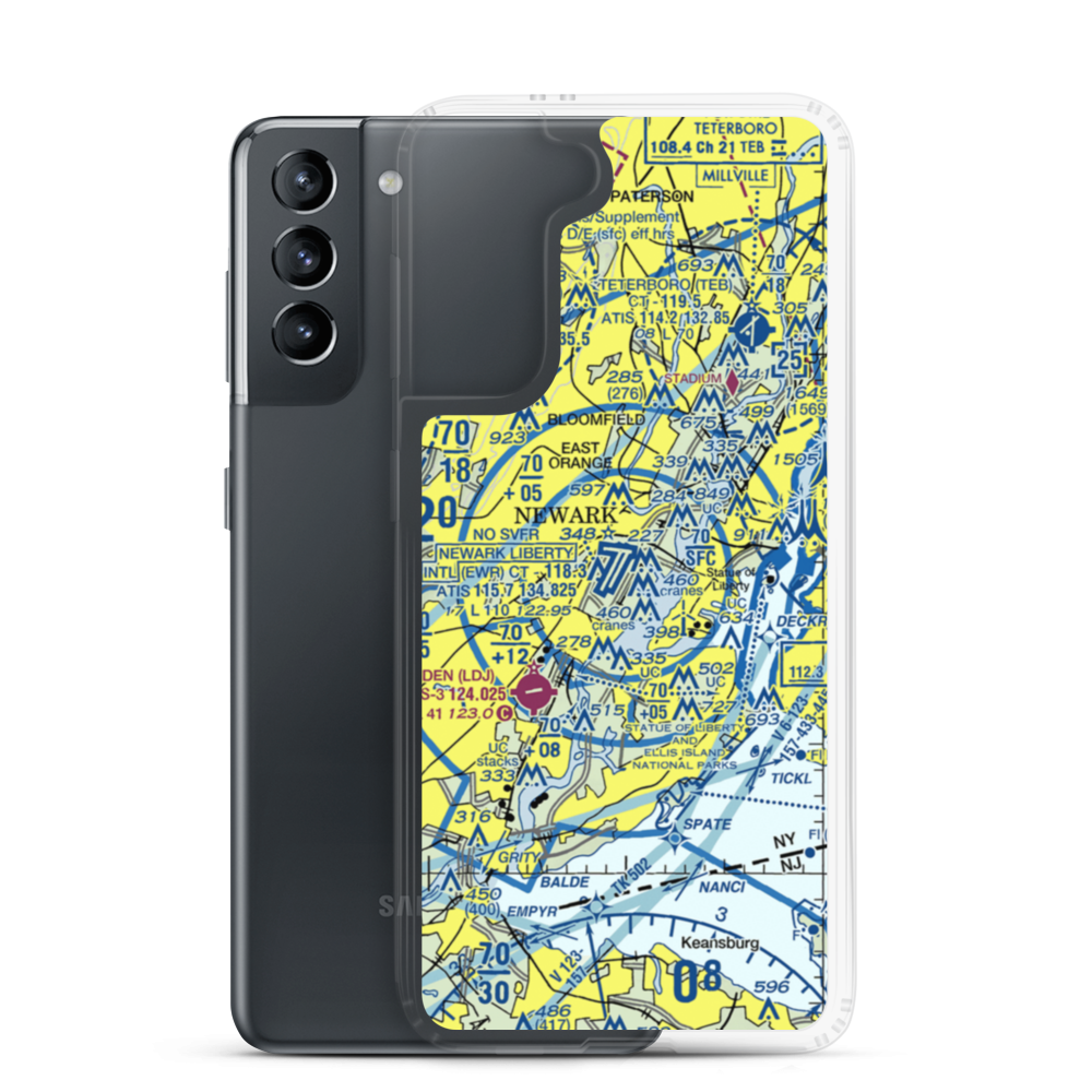 Newark Liberty International Airport (EWR) VFR Sectional Samsung Case Samsung Galaxy S21 model shown