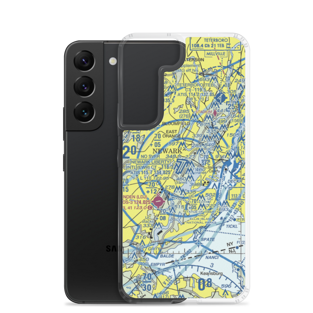 Newark Liberty International Airport (EWR) VFR Sectional Samsung Case Samsung Galaxy S22 model shown