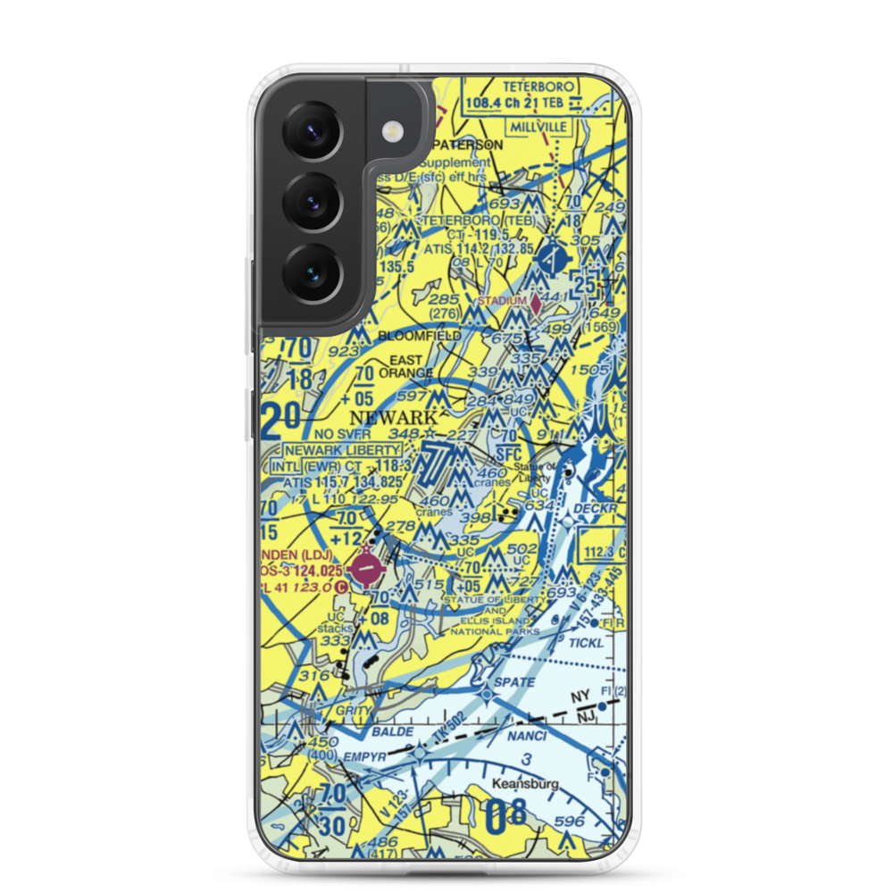 Newark Liberty International Airport (EWR) VFR Sectional Samsung Case Samsung Galaxy S22 Plus model shown