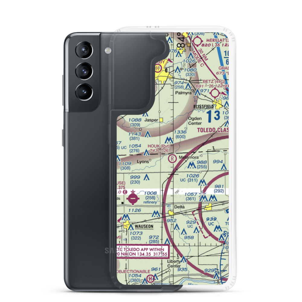 Newbury Airport (28OH) VFR Sectional Samsung Case Samsung Galaxy S21 model shown