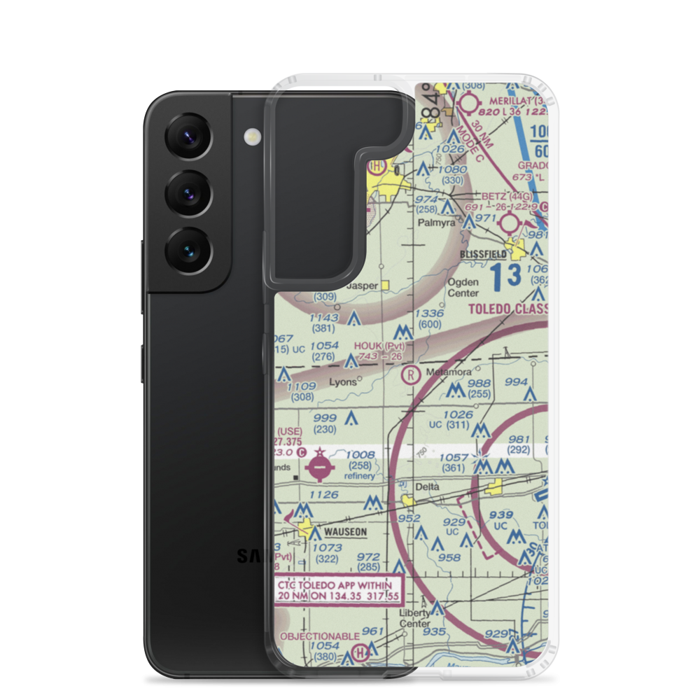 Newbury Airport (28OH) VFR Sectional Samsung Case Samsung Galaxy S22 model shown