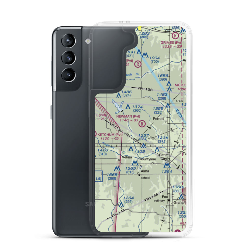 Newman Farm Airport (4OK5) VFR Sectional Samsung Case Samsung Galaxy S21 model shown