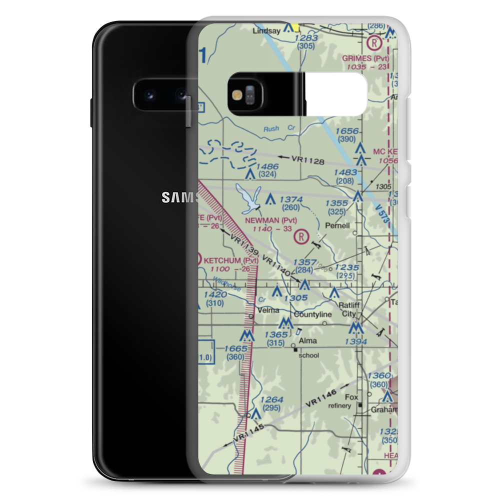 Newman Farm Airport (4OK5) VFR Sectional Samsung Case Samsung Galaxy S10+ model shown