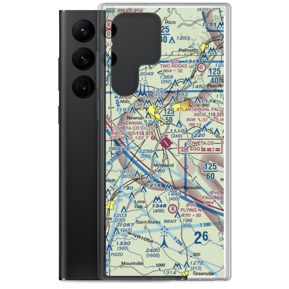 Newnan Coweta County Airport (CCO) VFR Sectional Samsung Case Samsung Galaxy S22 Ultra model shown