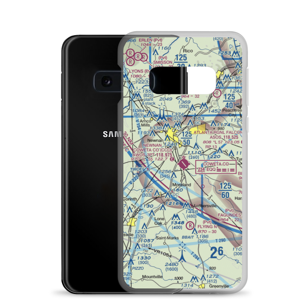 Newnan Coweta County Airport (CCO) VFR Sectional Samsung Case Samsung Galaxy S10e model shown